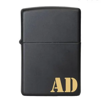 Benzinfeuerzeug mit Gravur • MONOGRAMM 01 • Zippo Schwarz matt