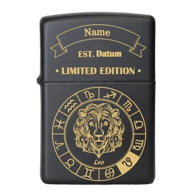 Benzinfeuerzeug mit Gravur • STERNZEICHEN 01 • Zippo Schwarz matt