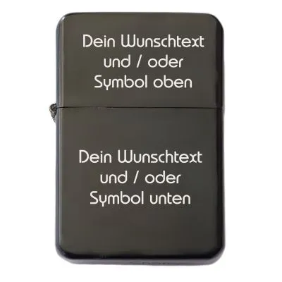 Benzinfeuerzeug mit Gravur • WUNSCHTEXT / EIGENER ENTWURF • Schwarz