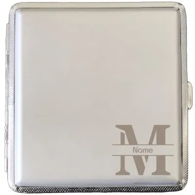 Zigarettenetui mit Gravur für 20 Zigaretten MONOGRAMM 02 • Farbe Silber • Lasergravur