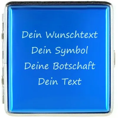 Zigarettenetui mit Gravur für 20 Zigaretten WUNSCHTEXT • Farbe Blau • Lasergravur