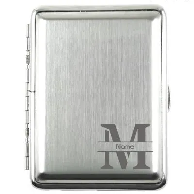 Zigarettenetui mit Gravur für 16 Zigaretten MONOGRAMM 02 • Silber gebürstet • Lasergravur