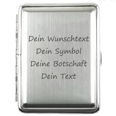 Zigarettenetui mit Gravur für 16 Zigaretten WUNSCHTEXT • Silber gebürstet • Lasergravur