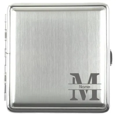 Zigarettenetui mit Gravur für 20 Zigaretten MONOGRAMM 02 • Silber gebürstet • Lasergravur