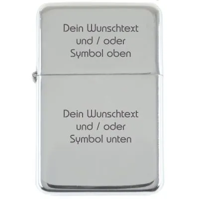 Benzinfeuerzeug mit Gravur • WUNSCHTEXT / EIGENER ENTWURF • Chrome