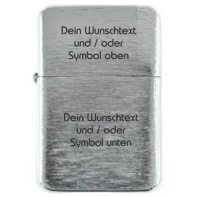 Benzinfeuerzeug mit Gravur • WUNSCHTEXT / EIGENER ENTWURF • Silber gebürstet