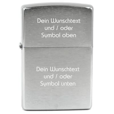 Benzinfeuerzeug mit Gravur • WUNSCHTEXT / EIGENER ENTWURF • Zippo Silber gebürstet