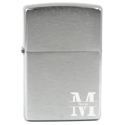 Benzinfeuerzeug mit Gravur • MONOGRAMM 02 • Zippo Silber gebürstet