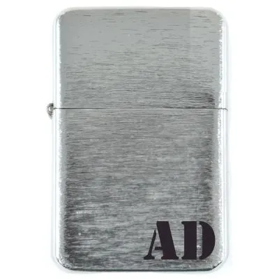 Benzinfeuerzeug mit Gravur • MONOGRAMM 01 • Silber gebürstet