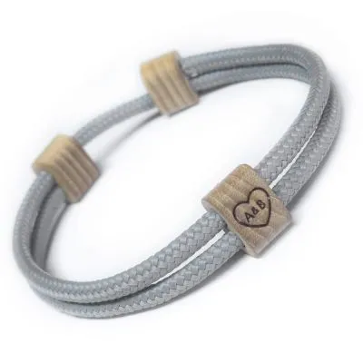 Segeltau Armband Ø 2 x 4 mm verstellbar mit Holz Slider • Farbauswahl personalisierbar