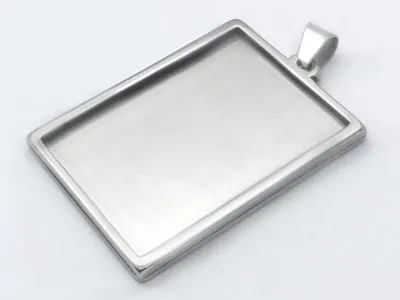 Anhänger Rohling Edelstahl Rechteck / Innen 18x25 mm • Personalisierbar
