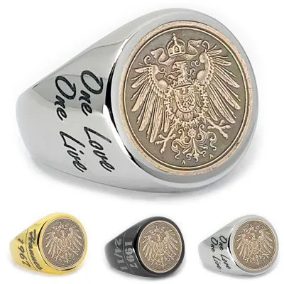 Münzring Kaiserreich 1 Pfennig 1890–1916 gekrönte Reichsadler Edelstahl • Personalisierbar