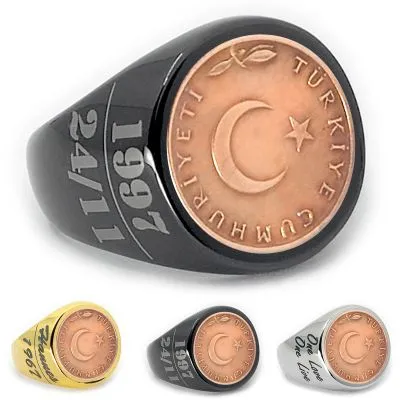 Münzring Türkei 5 Kuruş 1958-1968 Staatswappen Edelstahl • Personalisierbar