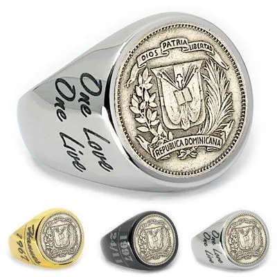 Münzring Dominikanische Republik 10 Centavos 1967-1975 Staatswappen Edelstahl • Personalisierbar