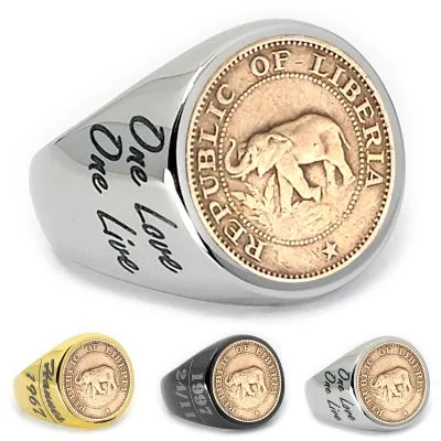 Münzring Republic of Liberia 1 Cent 1960-1984 Elefant Edelstahl • Personalisierbar