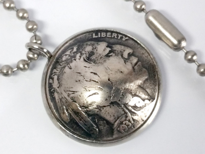 Anhänger Edelstahl Ø 22 mm / 5 cents USA Indianer vintage personalisierbar