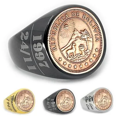 Münzring Bolivien 1 Boliviano 1951 Staatswappen Edelstahl • Personalisierbar