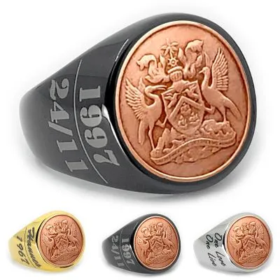 Münzring Trinidad und Tobago 1 Cent 1966-1973 Staatswappen Edelstahl • Personalisierbar