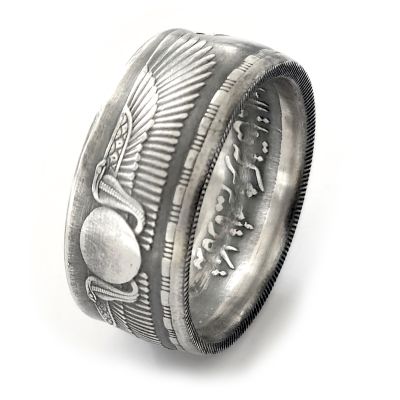 Münzring Ägypten 25 Piaster Geflügelte Sonne Kobras Silber 720er Größe 60 bis 72