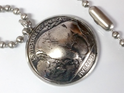 Anhänger Edelstahl Ø 22 mm / 5 cents USA Bison vintage personalisierbar
