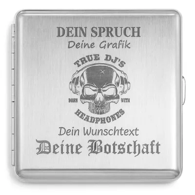 Zigarettenetui mit Gravur für 20 Zigaretten WUNSCHTEXT • Silber gebürstet • Diamantgravur