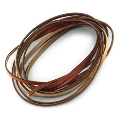 Lederschnur flach 3 x 1,5 mm Braun 2 Meter