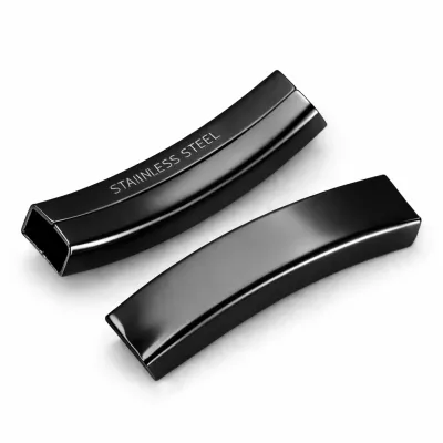 Zwischenteil aus Edelstahl für Schnüre Ø 2 x 4 mm • Schwarz glänzend, personalisierbar