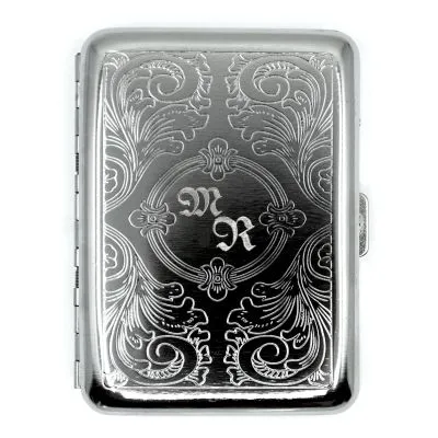 Zigarettenetui mit Gravur für 14 Zigaretten INITIALEN • Chrom • Diamantgravur
