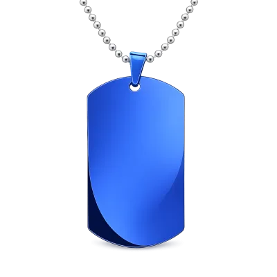 Anhänger Rohling Edelstahl Dog Tag 24x40 mm • Personalisierbar, Farbton Blau