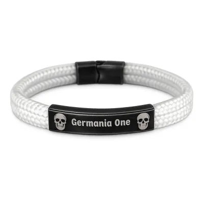Segeltau Armband 2 x Ø 4 mm mit Edelstahl Magnetverschluss und Gravurplatte, Vintage • Personalisierbar, Farbauswahl