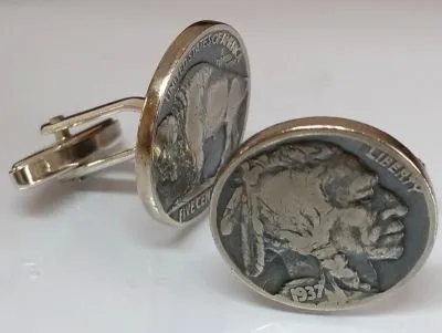 Manschettenknöpfe Silber 925er 5 cents Münze USA (Indianer / Bison) vintage