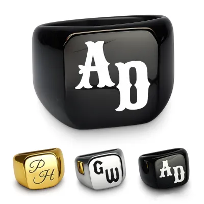 Siegelring Edelstahl mit Monogramm Lasergravur 16x16 mm • Personalisierbar