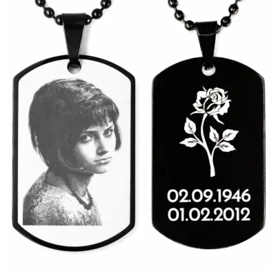 Edelstahl Anhänger Schwarz mit Foto, Text & Motiv Gravur inkl. 60 cm Kugelkette in schwarz • Personalisierbar
