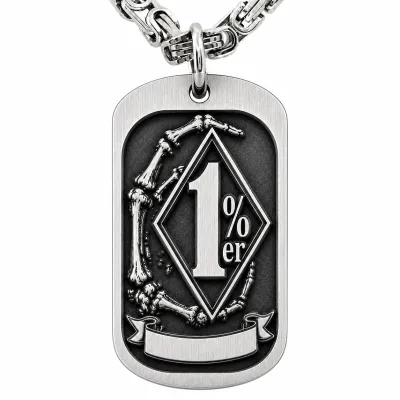 Anhänger Dog Tag aus Edelstahl mit Tiefengravur, Motiv 1%er, mit Wunschgravur