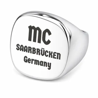 Siegelring aus Edelstahl XXL mit individueller Lasergravur 23 x 23 mm, inklusive Gravur - Oben