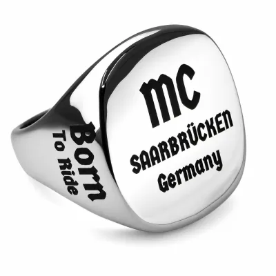 Siegelring aus Edelstahl XXL mit individueller Lasergravur 23 x 23 mm, inklusive Gravur - Oben, Rechts, Links