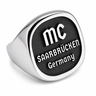 Siegelring aus Edelstahl XXL mit individueller Tiefengravur 23 x 23 mm, inklusive Gravur - Oben