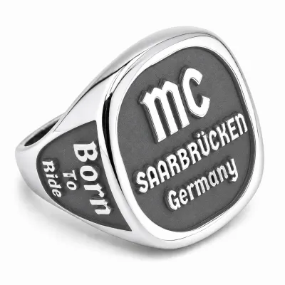 Siegelring aus Edelstahl XXL mit individueller Tiefengravur 23 x 23 mm, inklusive Gravur - Oben, Rechts, Links