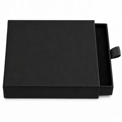 Schmuckschachtel aus Kraftpapier mit Schaumstoffeinlage, 10 × 10 × 2 cm, Farbe Schwarz