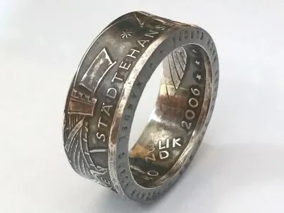 Münzring BRD 10 Euro 2006 650 Jahre Städtehanse Silber 925er Größe 56 bis 74