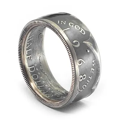 Münzring USA 1/2 Dollar 1964 Kennedy half Silber 900er Größe 58 bis 72