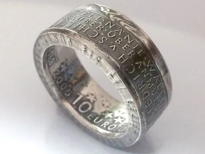 Münzring BRD 10 Euro 2005 Friedrich von Schiller Silber 925er Größe 56 bis 74