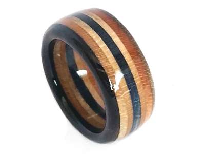 Upcycling Skateboard Ring Breite 9,5 mm Acryl versiegelt Ringgröße 48 bis 74