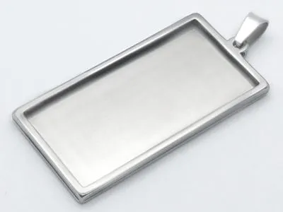 Anhänger Rohling Edelstahl Rechteck / Innen 19x38 mm • Personalisierbar
