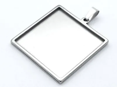 Anhänger Rohling Edelstahl Quadrat / Innen 30x30 mm • Personalisierbar
