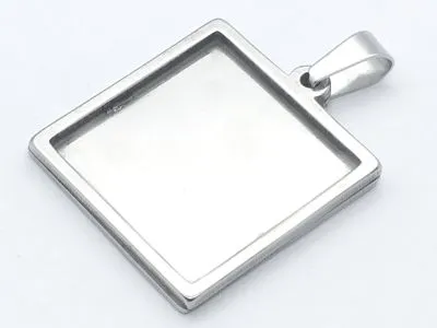 Anhänger Rohling Edelstahl Quadrat / Innen 20x20 mm • Personalisierbar
