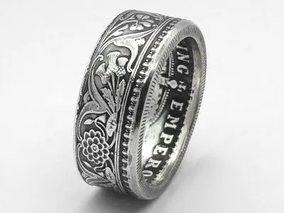 Münzring Indien 1 Rupee Silber 917er Größe 54 bis 68