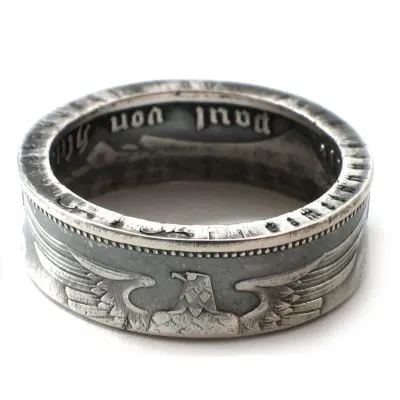 Münzring Deutsches Reich 2 Reichsmark Adler 1936-39 Silber 625er Größe 52 bis 60 • Finish Vintage