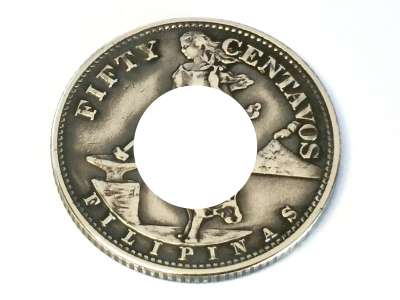 Münzring Philippinen - USA 50 centavos Silber 750er Größe 54 bis 68