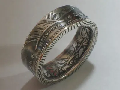 Münzring Schweiz 2 Franken Silber 835er Helvetia Größe 52 bis 70